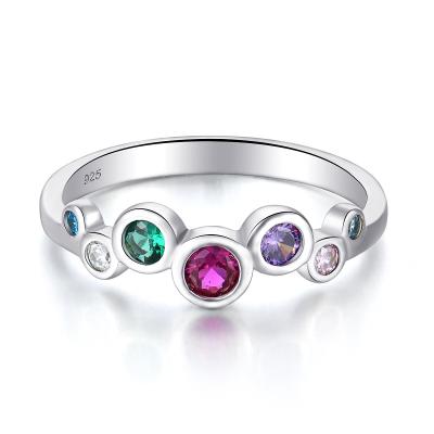 China Romantic 925 Sterling Silver Multicolor Zirconia Finger Gemstone Ring For Women Trendy Fashion CZ Rainbow Collection Stone Jewelry Gift for sale