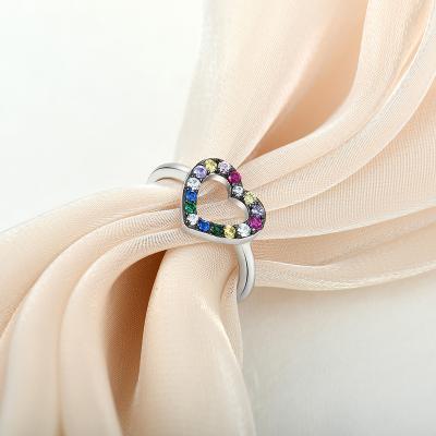 China Romantic Multicolor Rings For Women's Ring Female Rainbow Color Stone 925 Silver Zircon Ring Fashion Jewelry For Valentine's Day Gift for sale