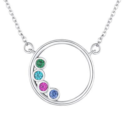 China HOT hiphop TRENDY jewelry set jewelry rainbow colored big round zircon gem stone colorful charm pendant necklace for sale