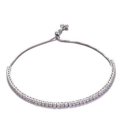 China Anti Tarnish 2mm Cubic Zircon Tennis Bracelet 925 Sterling Silver Hip Hop Jewelry CZ Bracelet For Ladies for sale