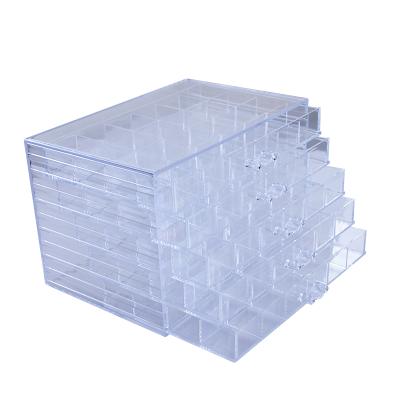 China 50 Compartments Cosmetic Item Display Box Nail Art Tool Organizer Box Minimalist Clear Nail Art Storage Box for sale