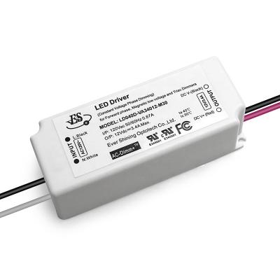 China High Efficiency ES Small Size 40W 24Vdc 1.7A 230VAC CE Input Constant Voltage Power Supply Triac Dimming LED Driver for sale