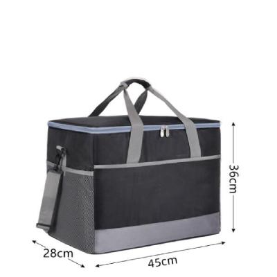 China Large Custom Portable Insulated Waterproof Tote Bag Polyester Thermal Lunch Cooler Bag With Two Mesh Pockets for sale