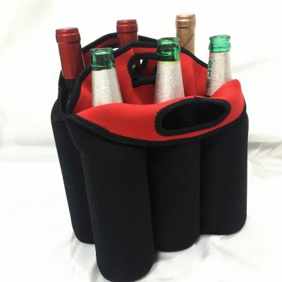 China Waterproof Black Shock Proof Portable Neoprene Custom 6 Cooler Bag Beer Bottle Packs For Bottle for sale