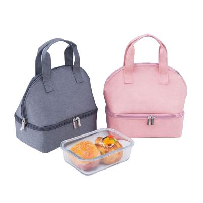 China Waterproof Nylon Insulated Double Compartments Lunch Cooler Bags For Hot Food for sale