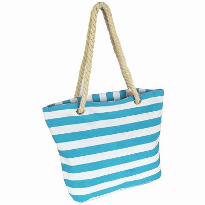 China 2018 New Fashion Summer Canvas Tote Beach Bag With Stripe Colorful Print for sale