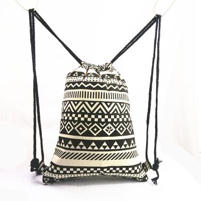 China Durable Cotton Full Color Printing Custom Drawstring Bag Eco - Friendly For Travel for sale