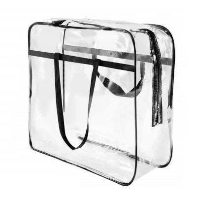 China Viable Collapsible Organizer Transparent Zippered Closet Container Clear PVC Storage Bag For Clothes Blanket Pillow Quilt Clothing for sale