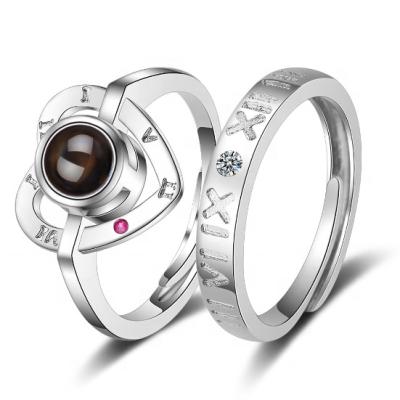 China 2019 New Couples 100 Languages ​​I Love You Projection Rings 925Silver Fashionable Jewelry Set for sale