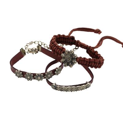 China BOHEMIA Creative Woven Leather Rope Bracelet 3 Set For Women Jewelry for sale