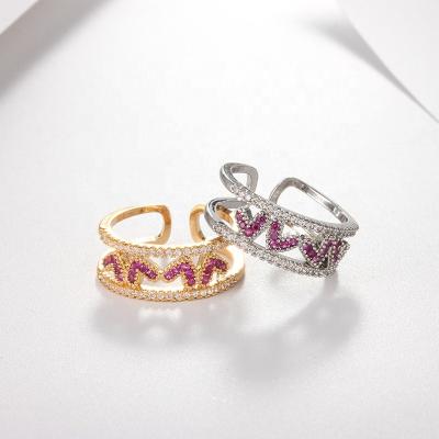 China CLASSIC women girls copper rhinestone paved couple rings for gift jewelry, gold and silver colorcity gold ring jewelry for sale