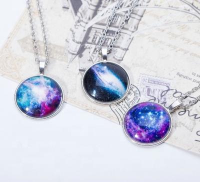 China Europe and America FASHIONABLE Style Globe Pendant Necklace DIY Sky Gemstone Warm Glass Polar Clavicle Chain for sale