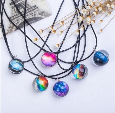 China Europe and America TRENDY fashion double gem necklace creative universe of the solar system pendant necklace for sale