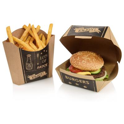 China Recycled Materials Take Away Food Boxes Fried Chicken Nuggets Carton Paper French Fries Food Packaging Box for sale