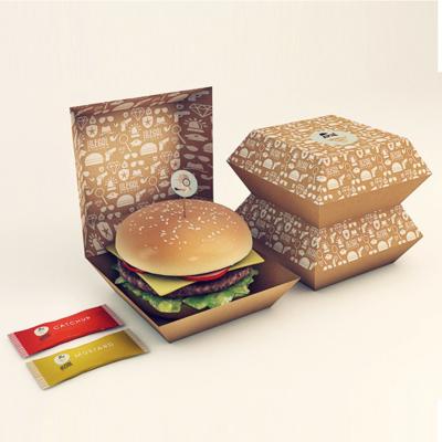 China Recycled Materials Custom Printed Recycled Containers Take Out Food Burger Hamburger Box Packaging Sushi Cake Cookie Cheesecake Paper Boxes for sale