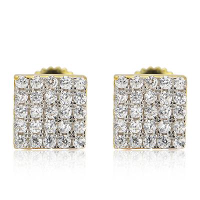 China Custom High End Hiphop Hip Hop Jewelry 925 Sterling Silver High Quality Cubic Zirconia Stud Earrings for sale