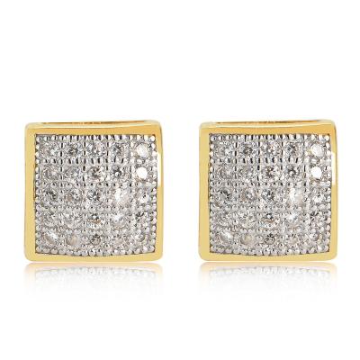 China Best Selling Classic Hiphop Style 925 Sterling Silver Hip Hop High Quality Zircon Pave Earrings for sale