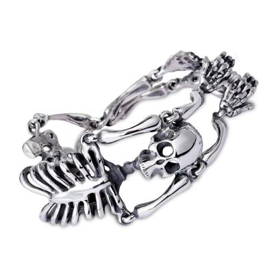 China Unique Jewelry Men's Dope Hip Hop Personality Design Hip Hop Stainless Steel Skull High Quality Bracelet for sale