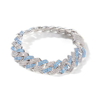 China Best Selling Classic Hiphop Bling Bling Style Iced Out Two Color Zircon 13mm Curb Chain Bracelet for sale