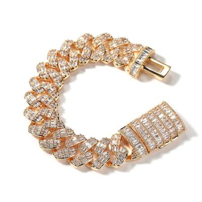 China Custom High End Jewelry 19mm High Quality Hiphop Hip Hop Iced Out Bling Bling Zircon Restrictor Bracelet for sale