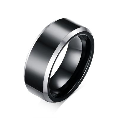 China Factory Direct Supply High Quality Fashionable Men's Hiphop Style 8mm Tungsten Carbide Shiny Ring for sale