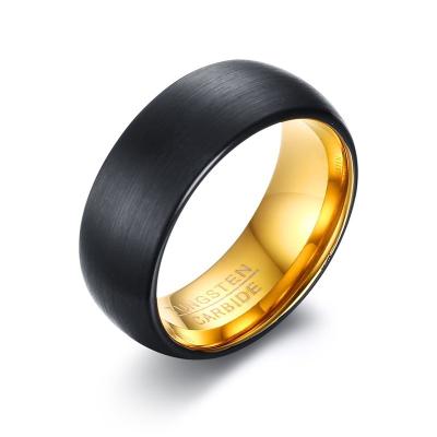 China Best Wholesale Hip Hop Men's Style Matte Black High Quality 8mm Tungsten Carbide Ring for sale