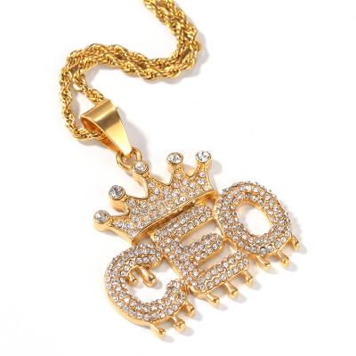 China Latest Hot Sale Hiphop Hiphop Style Iced Out High Quality Bling Bling Diamond President Big Boss Pendant Necklace for sale