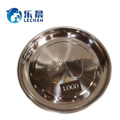 China Sustainable Stainless Steel Food Dish Fruit Dish Dinner Tray Restaurant Dishes Round Serving Dish for sale