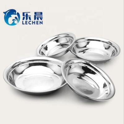 China Viable Stainless Steel Plate Tray 201 Stainless Steel Plate Food Charger Dish Fruit Dish Shallow Capsule Korean Round Dinner for sale