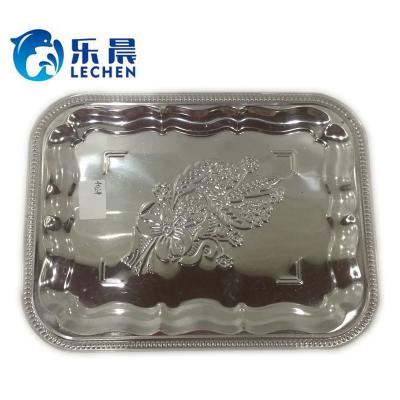 China Home Restaurant Stainless Steel Plate Hotel Tray Small Square Serving Tray BBQ Rolling Baking Tray With Magnetic for sale