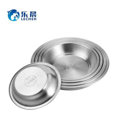 China Eco-friendly Stainless Steel Plate 304 Fruit Food Soup /Salad Round Dish Stainless Steel Plate Tray for sale