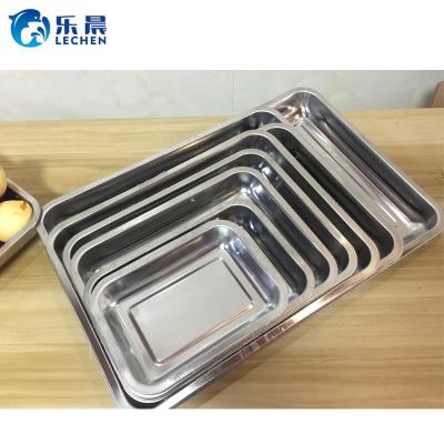 China Sustainable Food Tray Kitchen Buffet Tray Stainless Steel Square Barbecue Serving Dish for sale