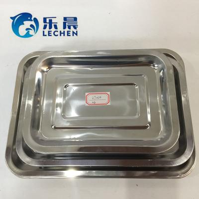 China Buffect Tray Stainless Steel Square Serving Sustainable Food Tray Kitchen Refractory Barbecue Dish for sale