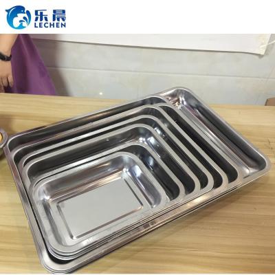 China Sustainable Food Tray Kitchen Buffet Tray Stainless Steel Square Serving Tray Barbecue Dish for sale