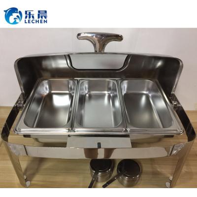 China Restaurant Hot Kitchen Oven Food Stainless Steel Buffet Folding Food Warmers Shake Tray Hotel Supplies Chafing Dish Basin Visual 9L*3 for sale