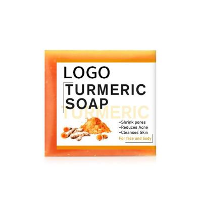 China Factory Custom Handmade Natural Skin Care Organic Base Cleansing Bar Whitening Anti Acne Turmeric Soap for sale