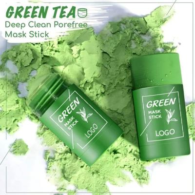 China Clay Mud Solid Green Tea Logo Clay Mask Stick Face Skin Care Moisturizer OEM Green Tea Cleansing Stick Custom Mask Facial Mask Stick for sale