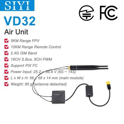 China Datalink System SIYI VD32 Receiver Air Unit with Datalink FPV Telemetry for VD32 AK28 VD28 Remote Conroller 2.4 GHz S.Bus PWM for sale