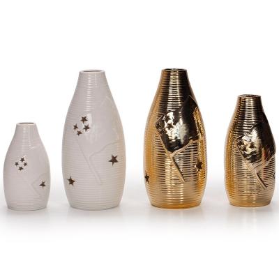 China GuYao white gold decorative vase of minimalist modern Nordic ornamental ceramic vase small vase for sale