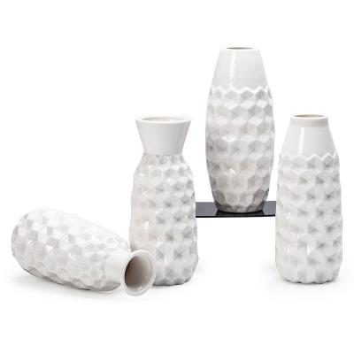 China GuYao decoration irregular cylindrical ceramic vase of simple home ceramic white vase minimalist vase for sale