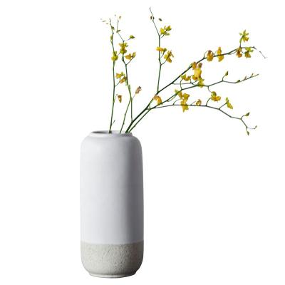 China Minimalist GuYao Diamond Two Color Vase Table Top Vase Home Decoration Ceramic Cylindrical Vase for sale