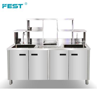 China Professional Shop Tea Restaurnts Bubble Refrigerator Counter Display Commercial Kitchen Cabinet With Wash Tank Freezer Bar Counter for sale