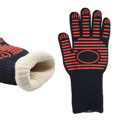 China HANDLANDY 14 Extra Long Cuff Heat Resistant Silicone Oven Mitt Heat Resistant BBQ Oven Flame Retardant Microwave Heated Gloves for sale