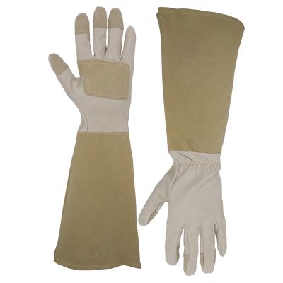 China HANDLANDY Long Sleeve Cut Resistant Long Gloves EN388 Cuff Protect Leather Wrist Pigskin Household Garden Gloves for sale