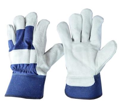 China Durable HANDLANDY Industrial Protective Double Palm Cow Split Leather Work Gloves for sale