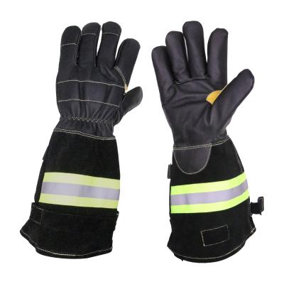 China HANDLANDY Durable High Quality Safety Leather Fire Heat Resistance Leather Hand Welding Firefighter Gloves for sale