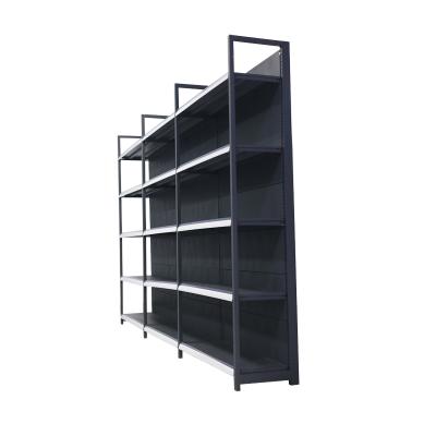 China 5 Layer Supermarket Shelf Single Side OEM&ODM Boltless Metal Slotted Angel Shelving Rack Gondola Shelving for sale