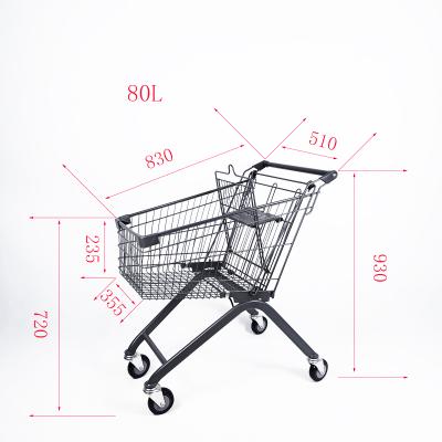 China Durable 125L 4 Wheels Steel Supermarket Shopping Trolley Supermarket Shopping Trolley for sale