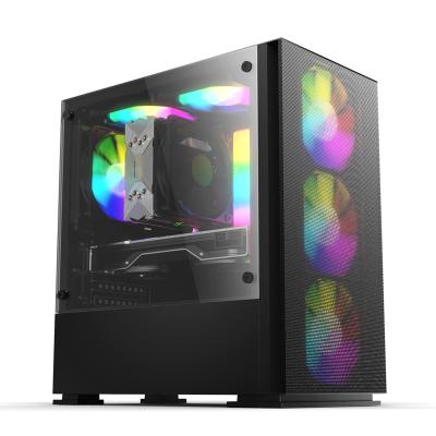 China With Fan Micro Gaming PC Gamer Desks Gaming Computer Case PC With Tempered Glass for sale