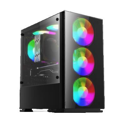 China With Fan Micro Gaming PC Gamer Desks ATX Gaming Computer Case PC With Tempered Glass for sale